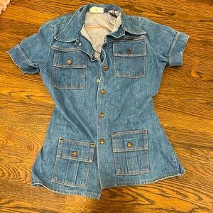 Button up blue denim dress